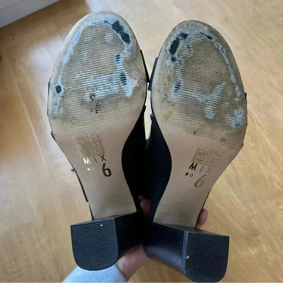 Mix No. 6 Black Lace Up Block Heels, Cocktail Party Sandal Heels, Size 10 - Picture 12 of 13